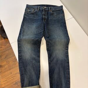 Ralph Lauren Double RL Men's Washed Dark Blue Slim Fit Jeans